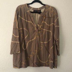 24/26W Apostrophe Chains Print Brown Tee Plus Size Top